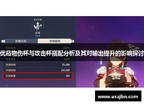 优菈物伤杯与攻击杯搭配分析及其对输出提升的影响探讨